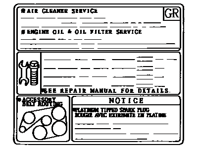 Lexus 11296-46121 Label, Engine Service Information