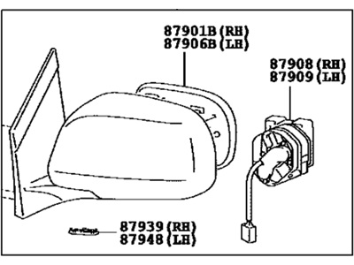 Lexus 87910-48230-B2 Mirror Assy, Outer Rear View, RH