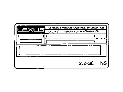 Lexus 11298-46182 Plate, Emission Control Information