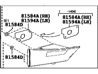 Lexus 81581-53141 Lens & Body, Rear Lamp