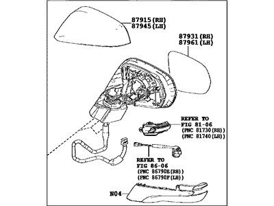 Lexus 87940-0E264-B1 Mirror Assembly, Outer R