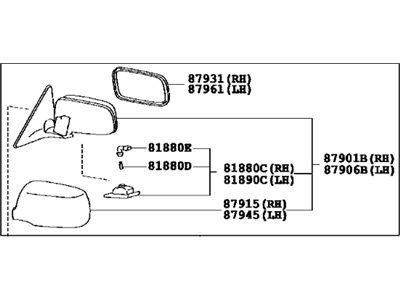 Lexus 87940-50431-C0 Mirror Assy, Outer Rear View, LH