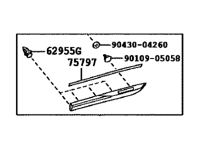 Lexus 75075-75020-A1 Moulding Sub-Assy, Rear Door, Outside RH