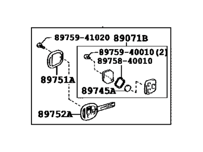 Lexus 89070-4D170 Door Control Transmitter Assembly (Cut Key)