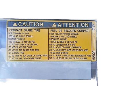 Lexus 42668-52020 Label, Compact Spare